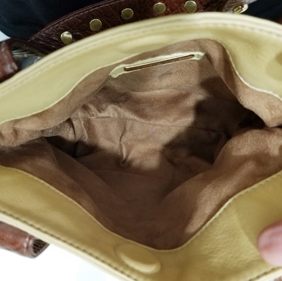 Zina Eva Mini Dante Golden Yellow & Brown Saddle Leather Handbag - Picture 6 of 10